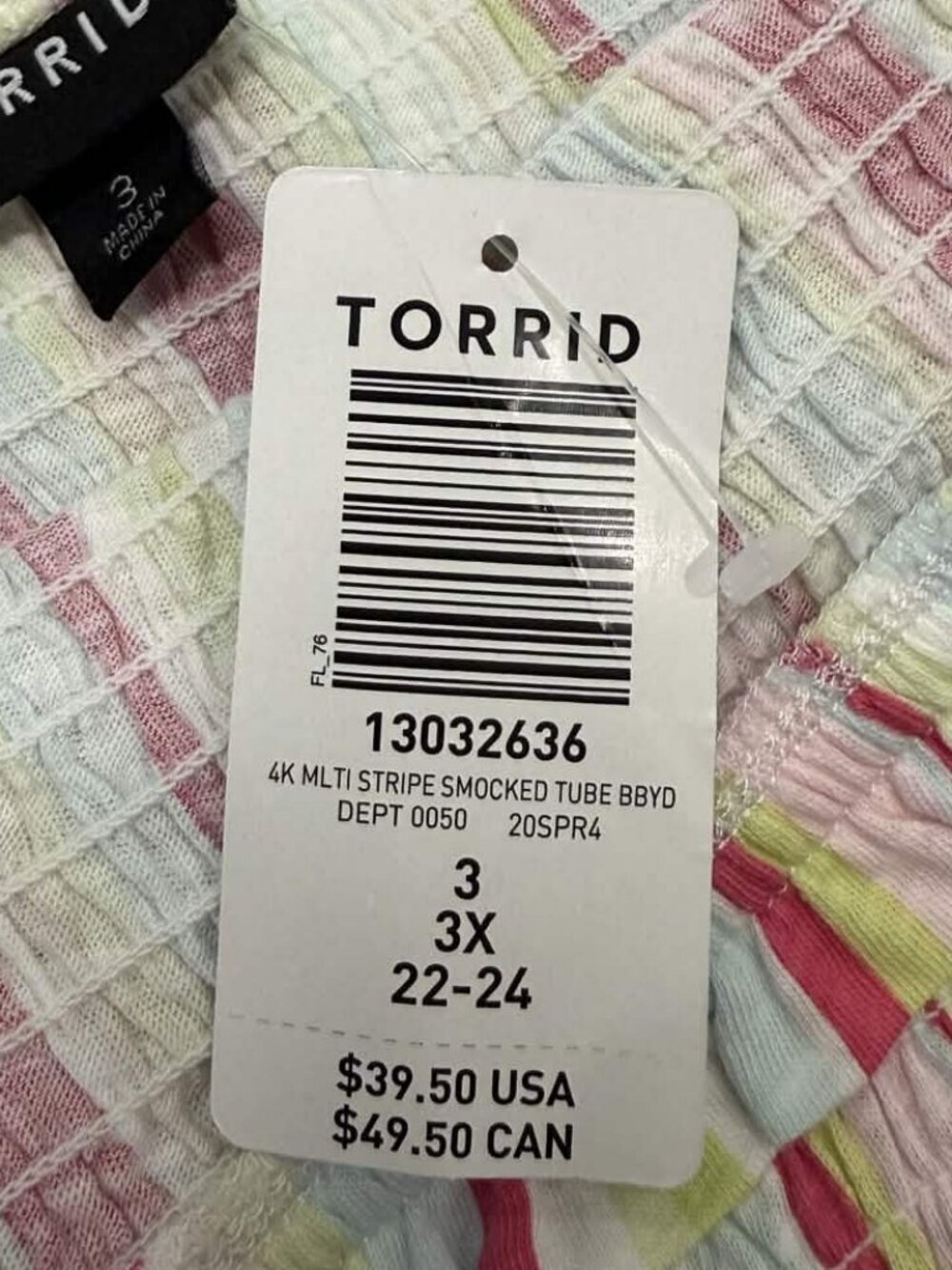 Torrid Multi Stripe Smocked Babydoll Tube Top - Picture 6 of 8